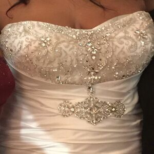 Elegant Custom Preserved White Satin Dress/Wedding Gown